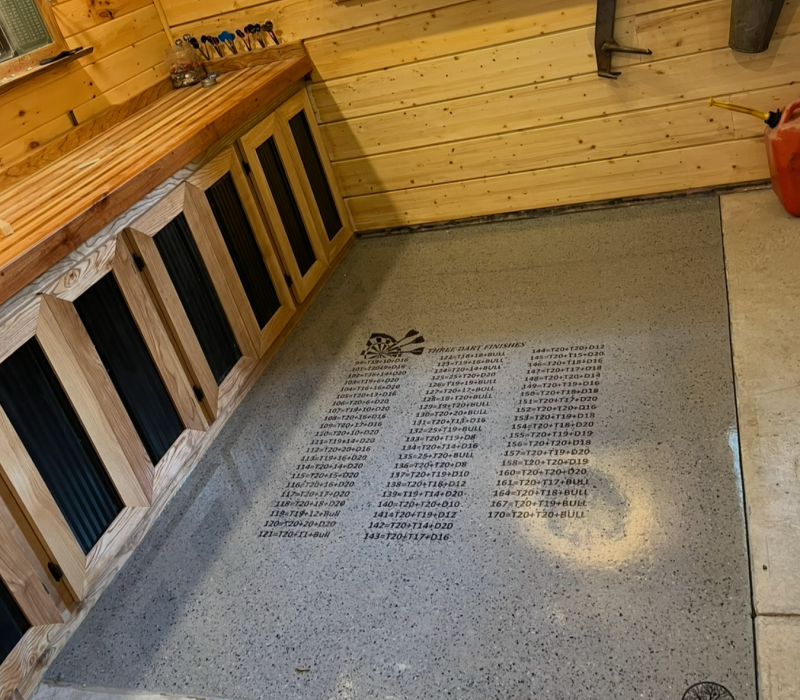 Epoxy flooring with 200 count for darts